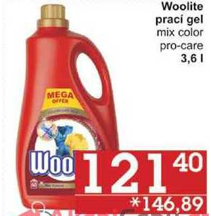 Woolite prací gel mix color 3 6 l v akci AkcniCeny cz