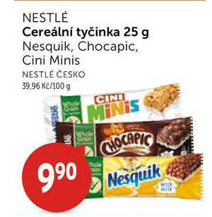 ARCHIV Nestlé Cereální tyčinka 25 g Nesquik Chocapic Cini Minis v