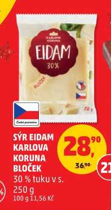 ARCHIV SÝR EIDAM KARLOVA KORUNA BLOČEK 250 g v akci platné do 8 12