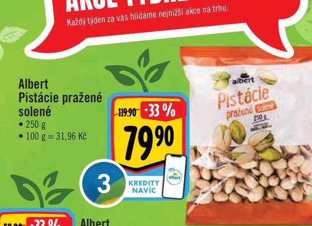 Albert Pistácie pražené solené 250 g v akci AkcniCeny cz