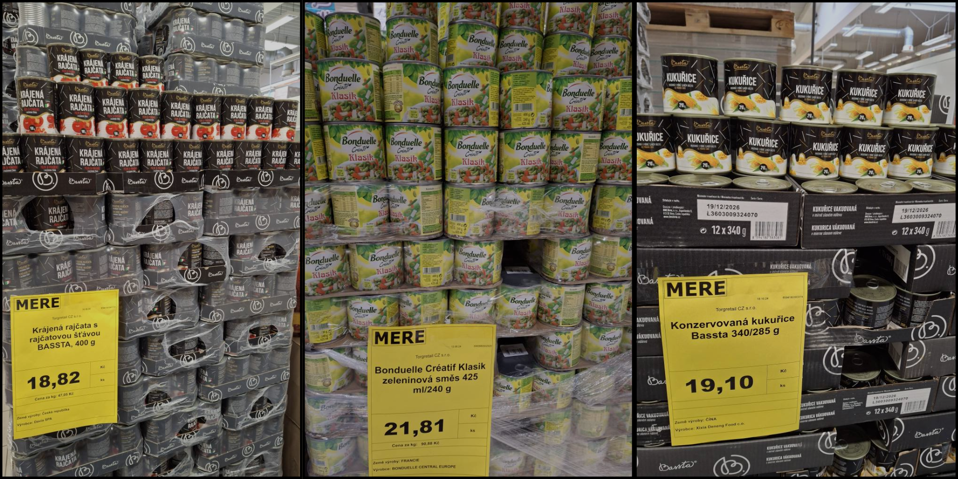 mere ceny produktů