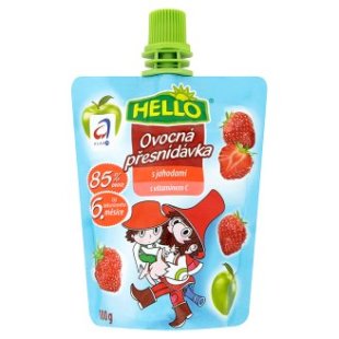 Hello dětská ovocná přesnídávka s vitaminem C 100g, vybrané druhy Hello dětská ovocná přesnídávka s vitaminem C 100g, vybrané druhy