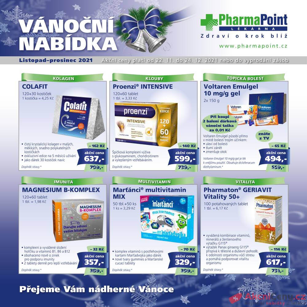Leták PharmaPoint - Pharma Point bez přepisu od 22.11. do 24.12.2021 - strana 1 Leták PharmaPoint - Pharma Point bez přepisu od 22.11. do 24.12.2021 - strana 1