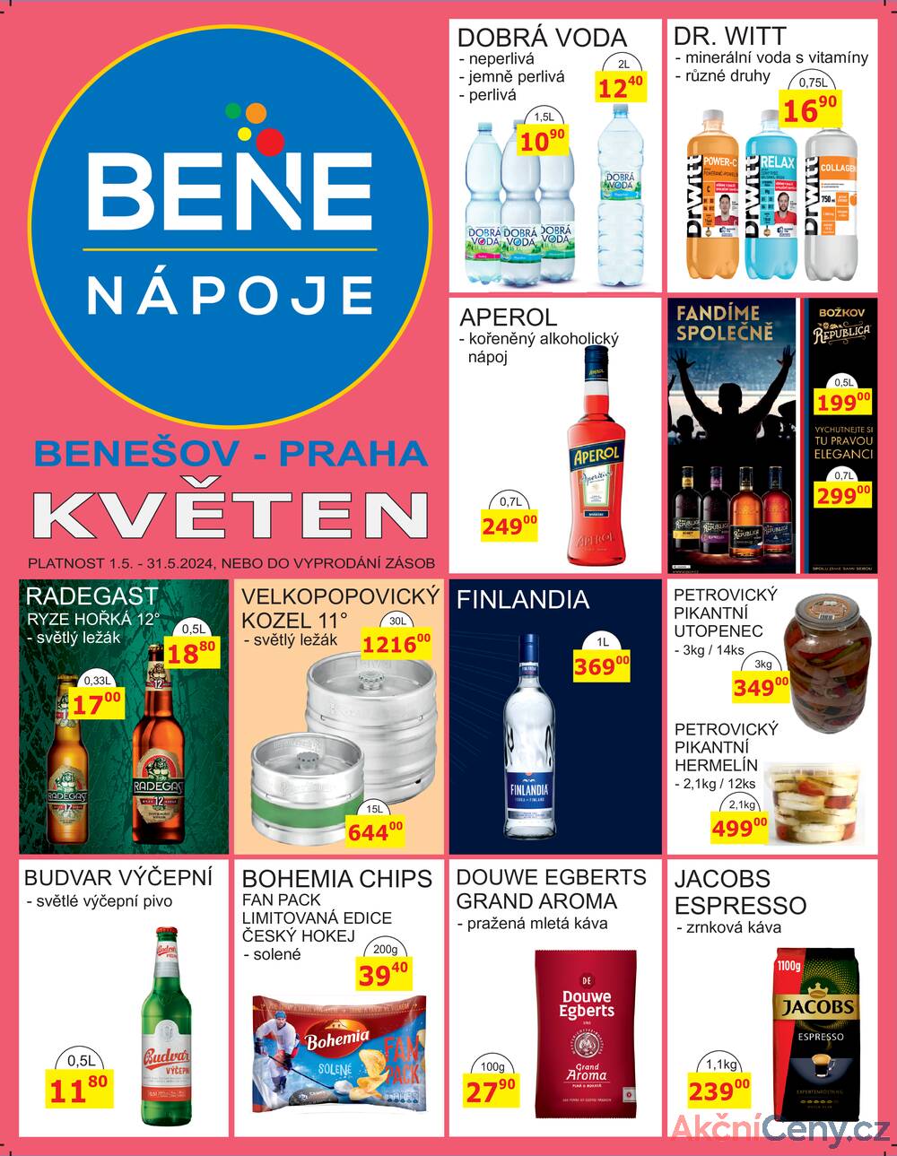 Leták BENE NÁPOJE - BENE Nápoje od 1.5. do 31.5.2024 - strana 1
