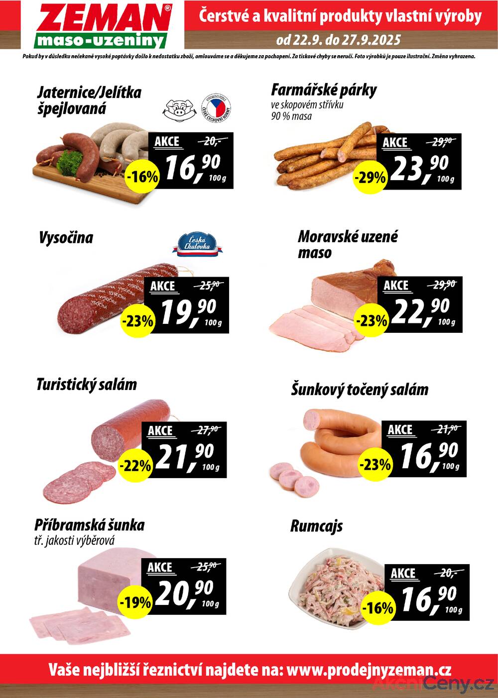 Leták ZEMAN maso-uzeniny - ZEMAN maso-uzeniny akční leták pro vybrané prodejny druhé skupiny od 22.9. do 27.9.2025 - strana 2