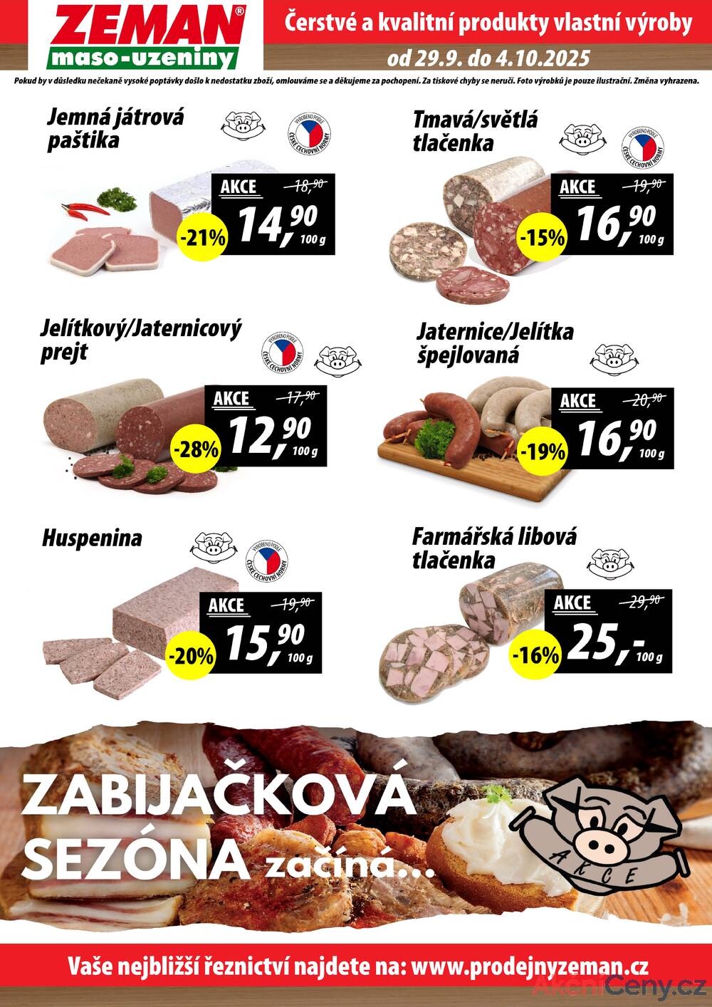 Leták ZEMAN maso-uzeniny - ZEMAN maso-uzeniny akční leták pro vybrané prodejny druhé skupiny od 29.9. do 4.10.2025 - strana 2