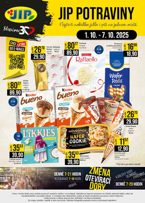 JIP Cash & Carry České Budějovice, Most, Náchod, Polička, Sušice a Svoboda nad Úpou od 1.10. do 7.10.2025