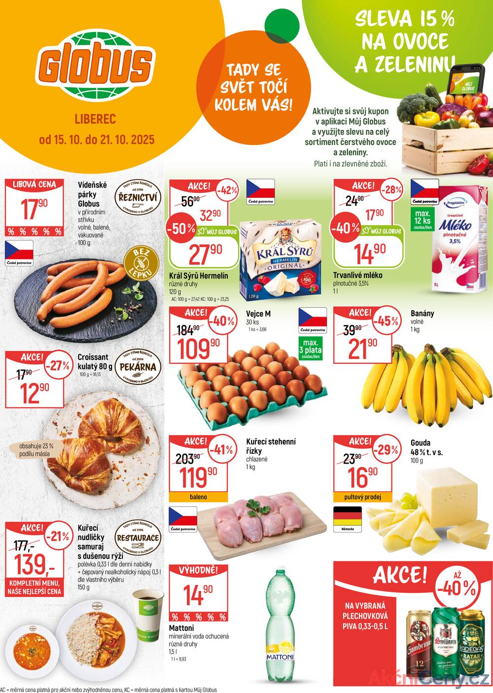 Leták Globus - Akční leták Globus 15.10. - 21.10.2025 - Globus Liberec - strana 1