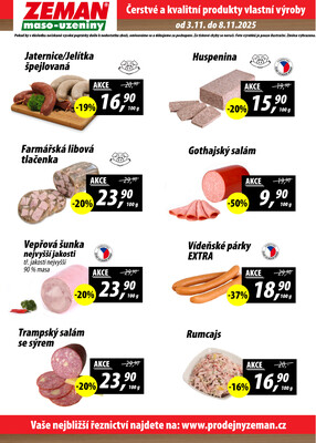 Leták ZEMAN maso-uzeniny
		  platný do 8.11.2025 - strana 2