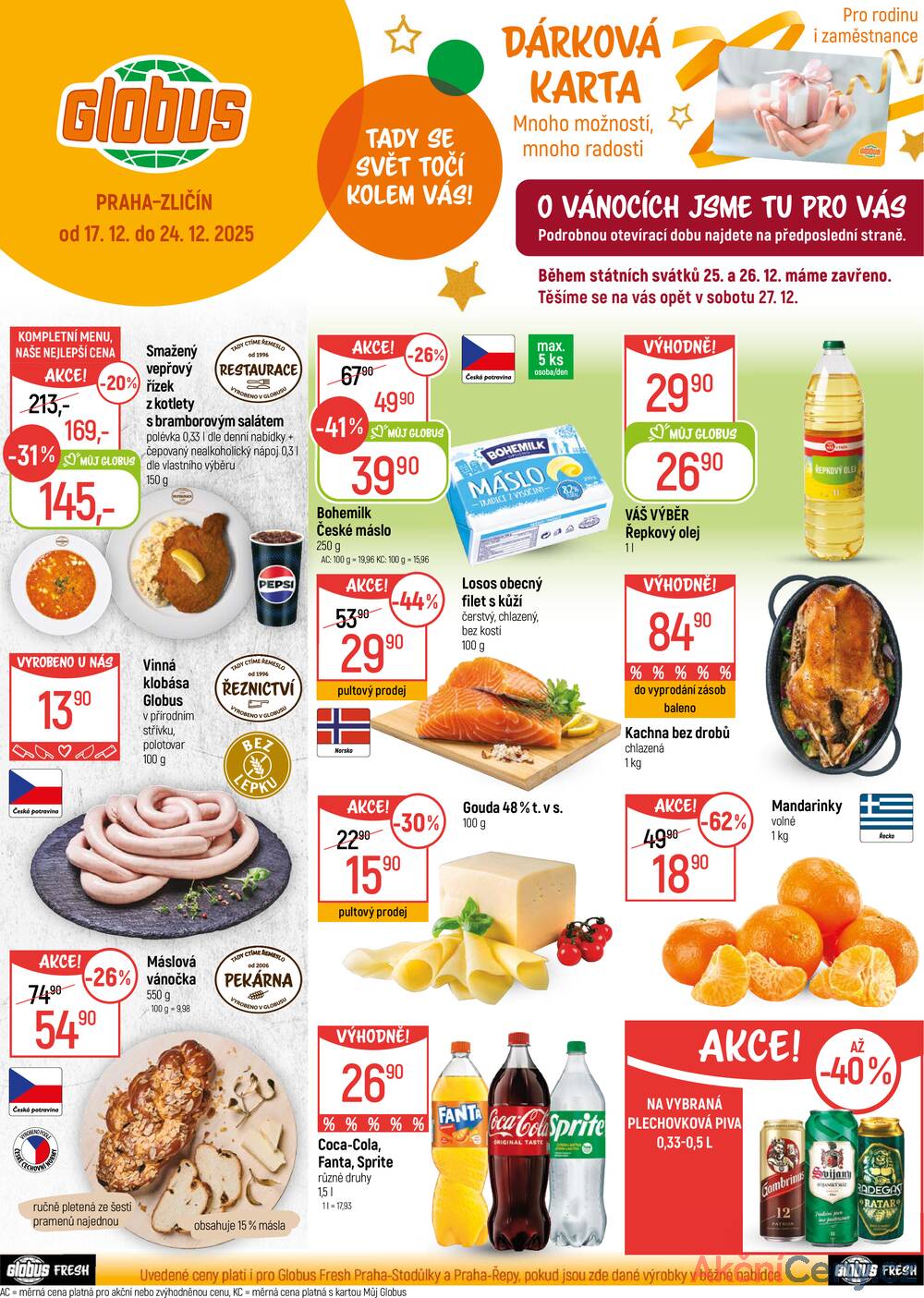 Leták Globus - Akční leták Globus 17.12. - 24.12.2025 - Globus Praha - Zličín - strana 1