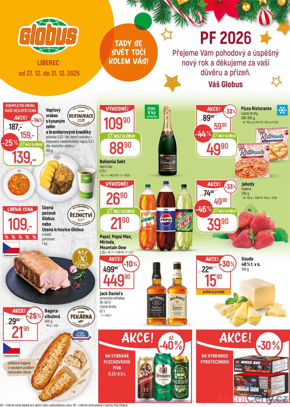 Leták Globus - Akční leták Globus 27.12. - 31.12.2025 - Globus Liberec - strana 1