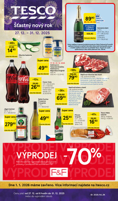 Leták Tesco malé hypermarkety od 27.12. do 31.12.2025