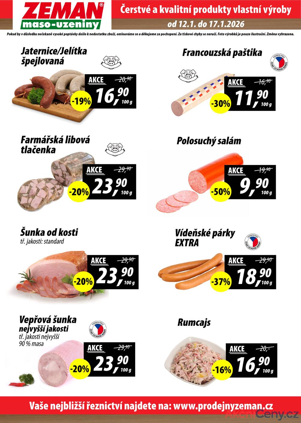 Leták ZEMAN maso-uzeniny - ZEMAN maso-uzeniny akční leták pro vybrané prodejny druhé skupiny od 12.1. do 17.1.2026 - strana 2