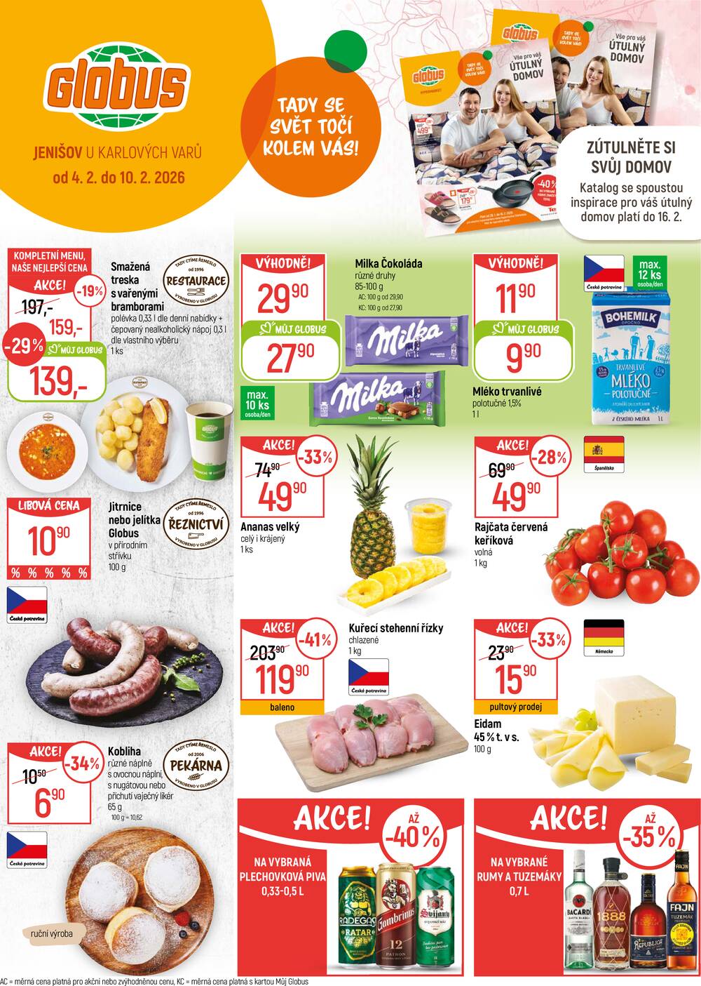 Leták Globus - Akční leták Globus 4.2. - 10.2.2026 - Globus Jenišov u Karlových Varů - strana 1