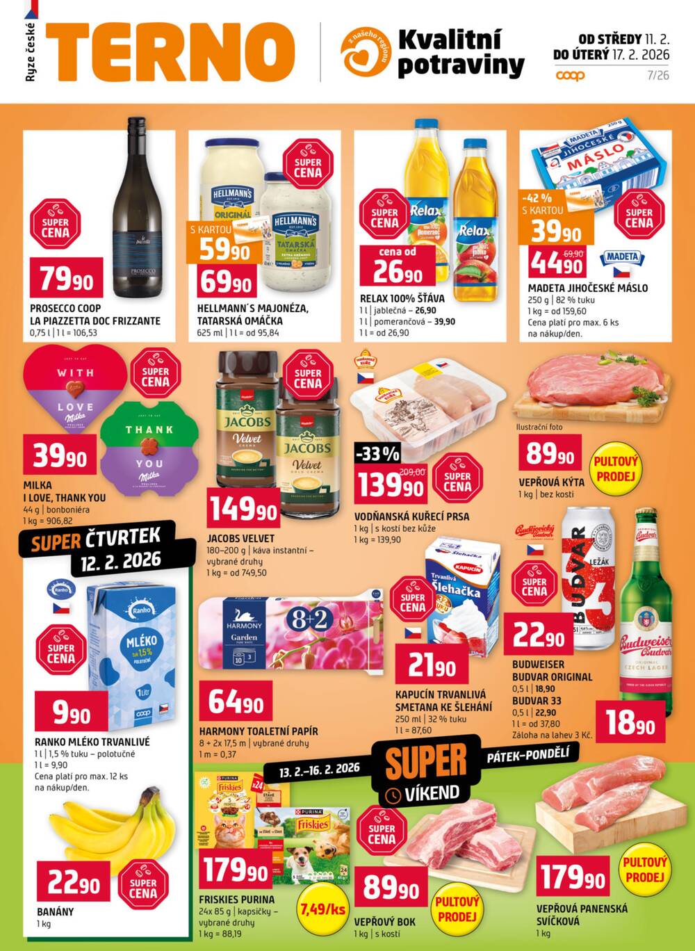 Terno České Budějovice, Hradec Králové, Olomouc, Bechyně, Třeboň, Trhové sviny, Bechyně, Týn nad Vltavou, Borovany od 11.2. do 17.2.2026