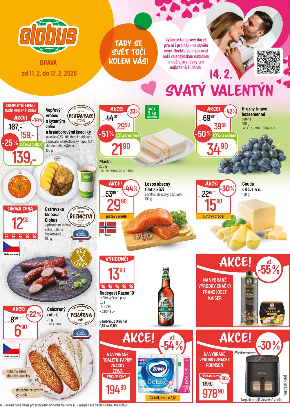 Leták Globus - Akční leták Globus 11.2. - 17.2.2026 - Globus Opava - strana 1