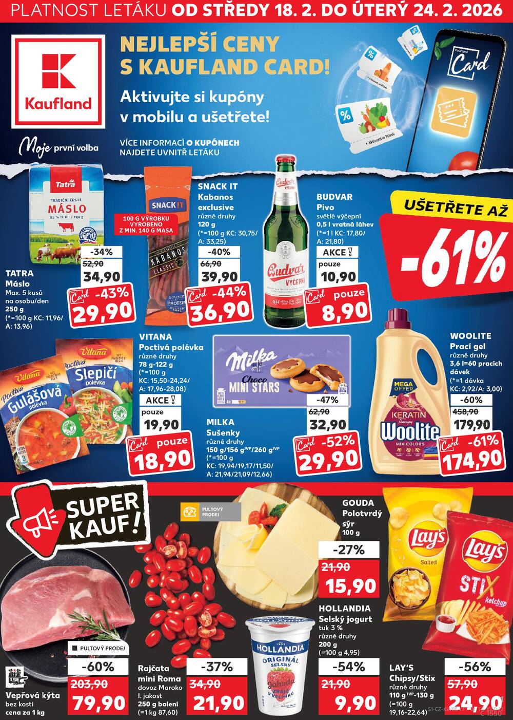 Leták Kaufland - Kaufland 18.2. - 24.2. - Kaufland - Praha 5 (Stodůlky) - strana 1