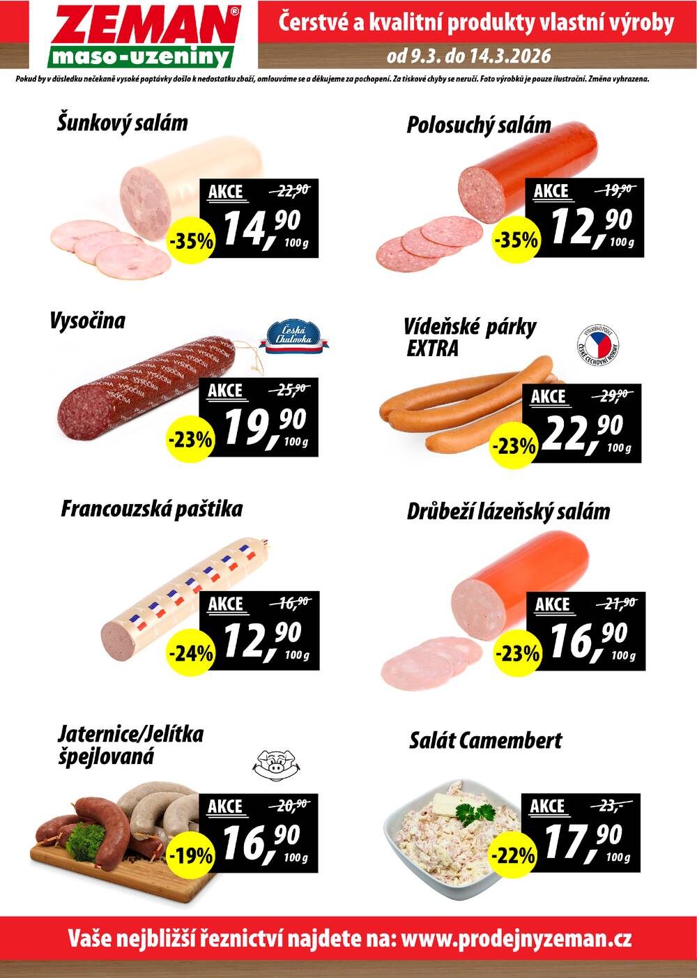 Leták ZEMAN maso-uzeniny - ZEMAN maso-uzeniny akční leták pro vybrané prodejny druhé skupiny od 9.3. do 14.3.2026 - strana 2
