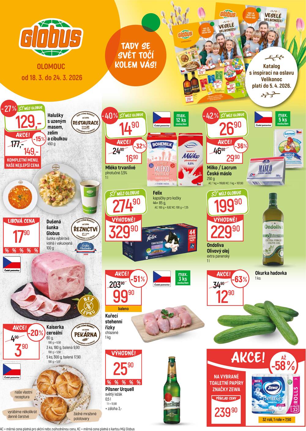 Leták Globus - Akční leták Globus 18.3. - 24.3.2026 - Globus Olomouc - strana 1