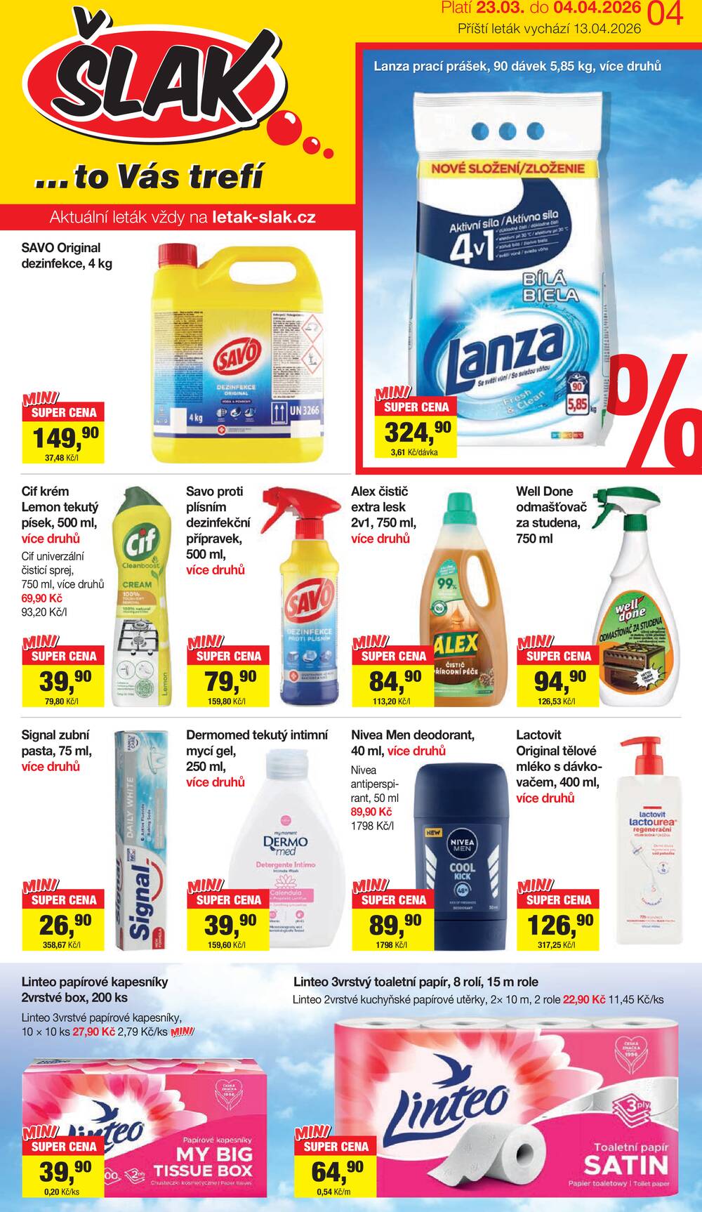 Leták Šlak - Šlak od 23.3. do 4.4.2026 - strana 1 Leták Šlak - Šlak od 23.3. do 4.4.2026 - strana 1