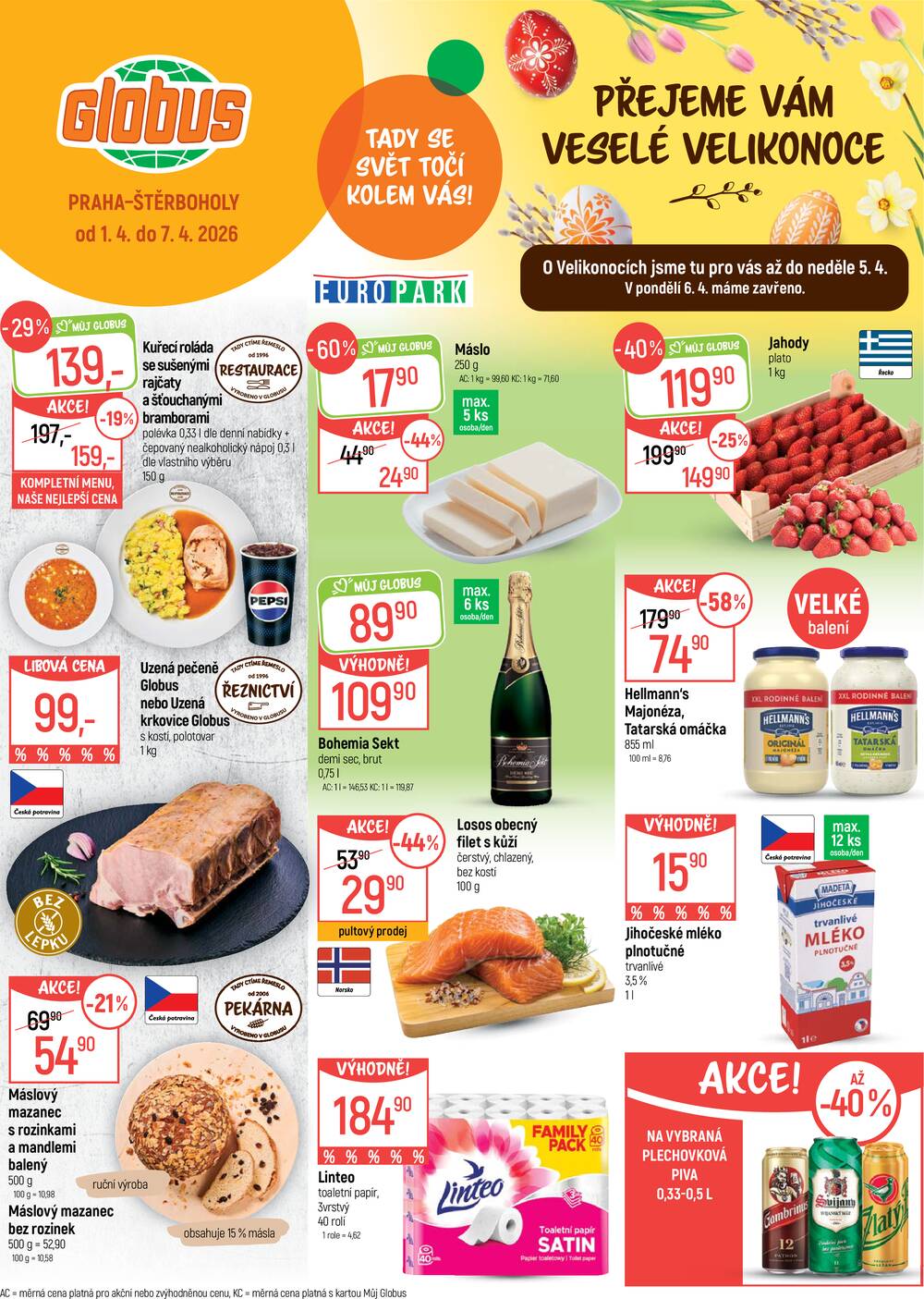 Leták Globus - Akční leták Globus 1.4. - 7.4.2026 - Globus Praha - Štěrboholy - strana 1