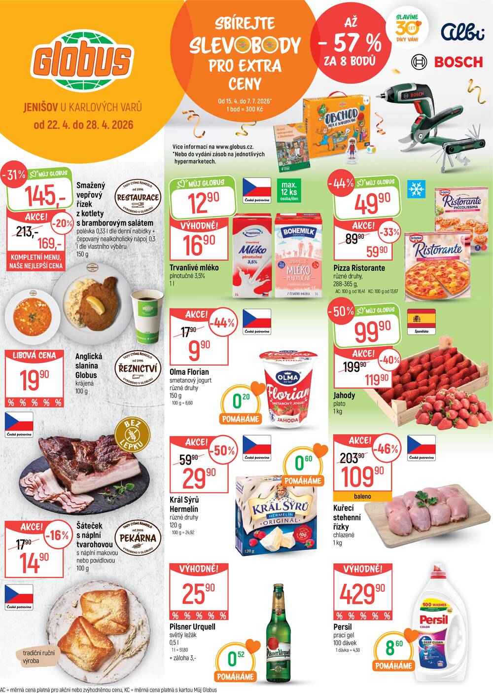 Leták Globus - Akční leták Globus 22.4. - 28.4.2026 - Globus Jenišov u Karlových Varů - strana 1