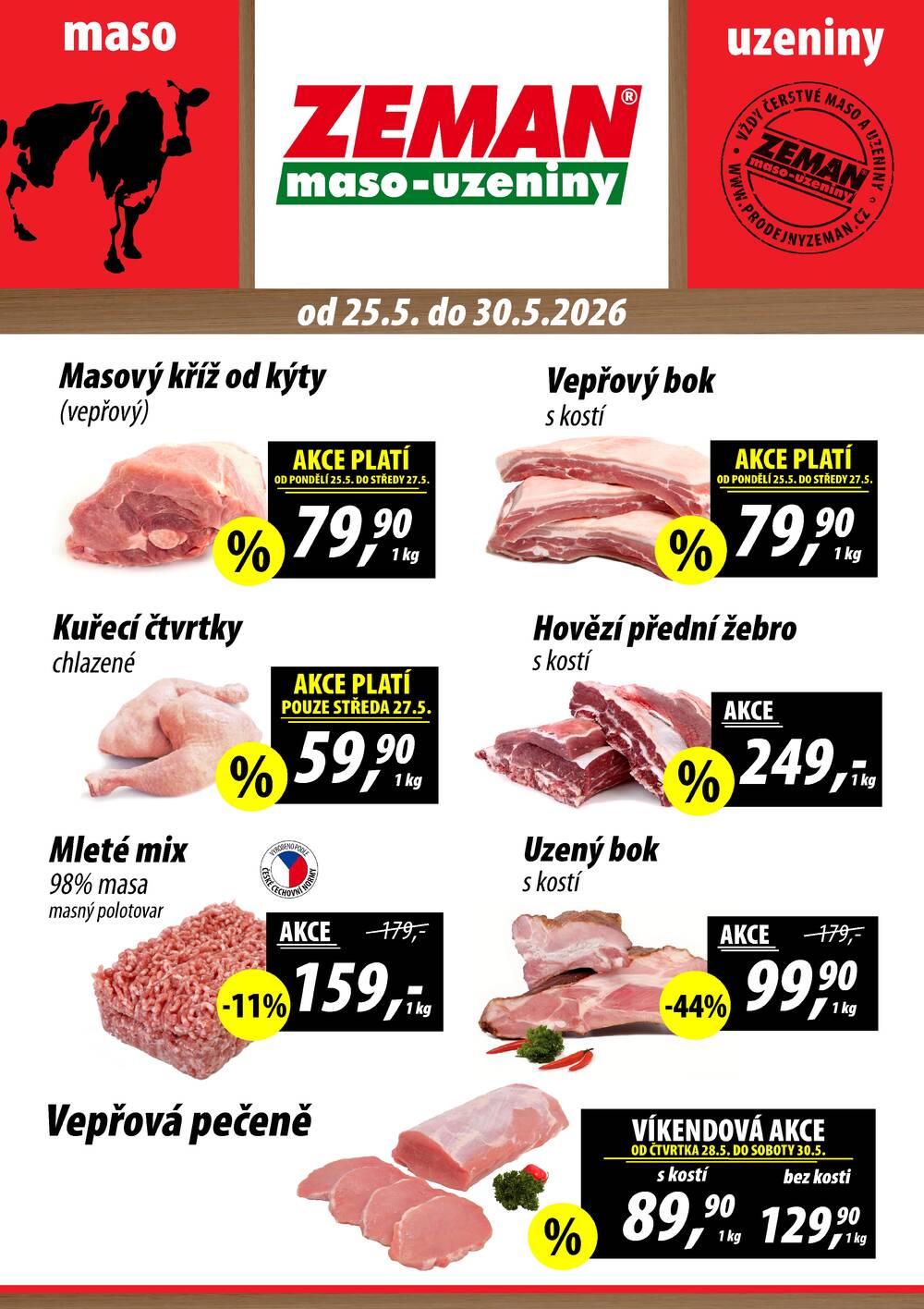 ZEMAN maso-uzeniny akční leták pro vybrané prodejny druhé skupiny od 25.5. do 30.5.2026