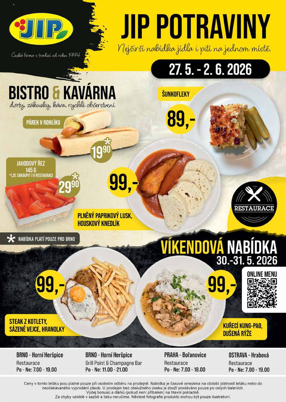 JIP Akční leták potraviny - České Budějovice, Most, Náchod, Sušice, Svoboda nad Úpou od 27.5. do 2.6.2026