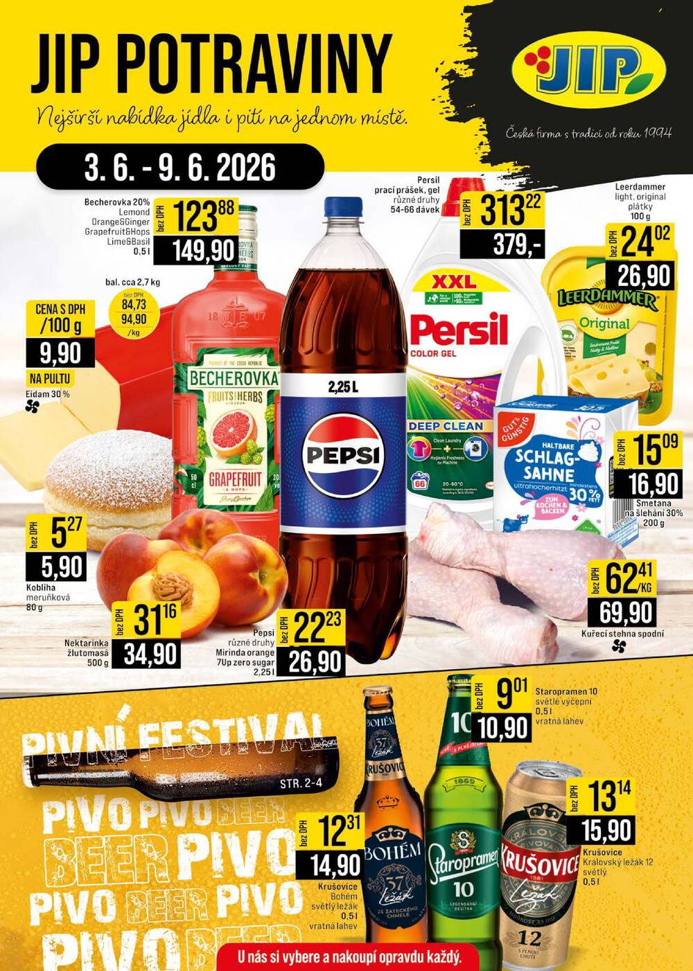 JIP Cash & Carry České Budějovice, Most, Náchod, Polička, Sušice a Svoboda nad Úpou od 3.6. do 9.6.2026