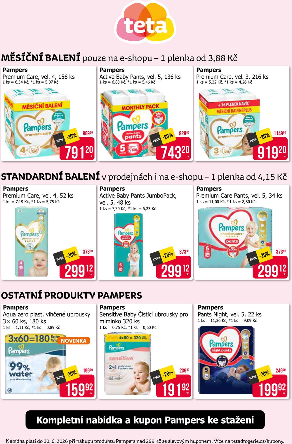 Leták Teta drogerie - Teta drogerie akce Pampers od 3.6. do 30.6.2026 - strana 2