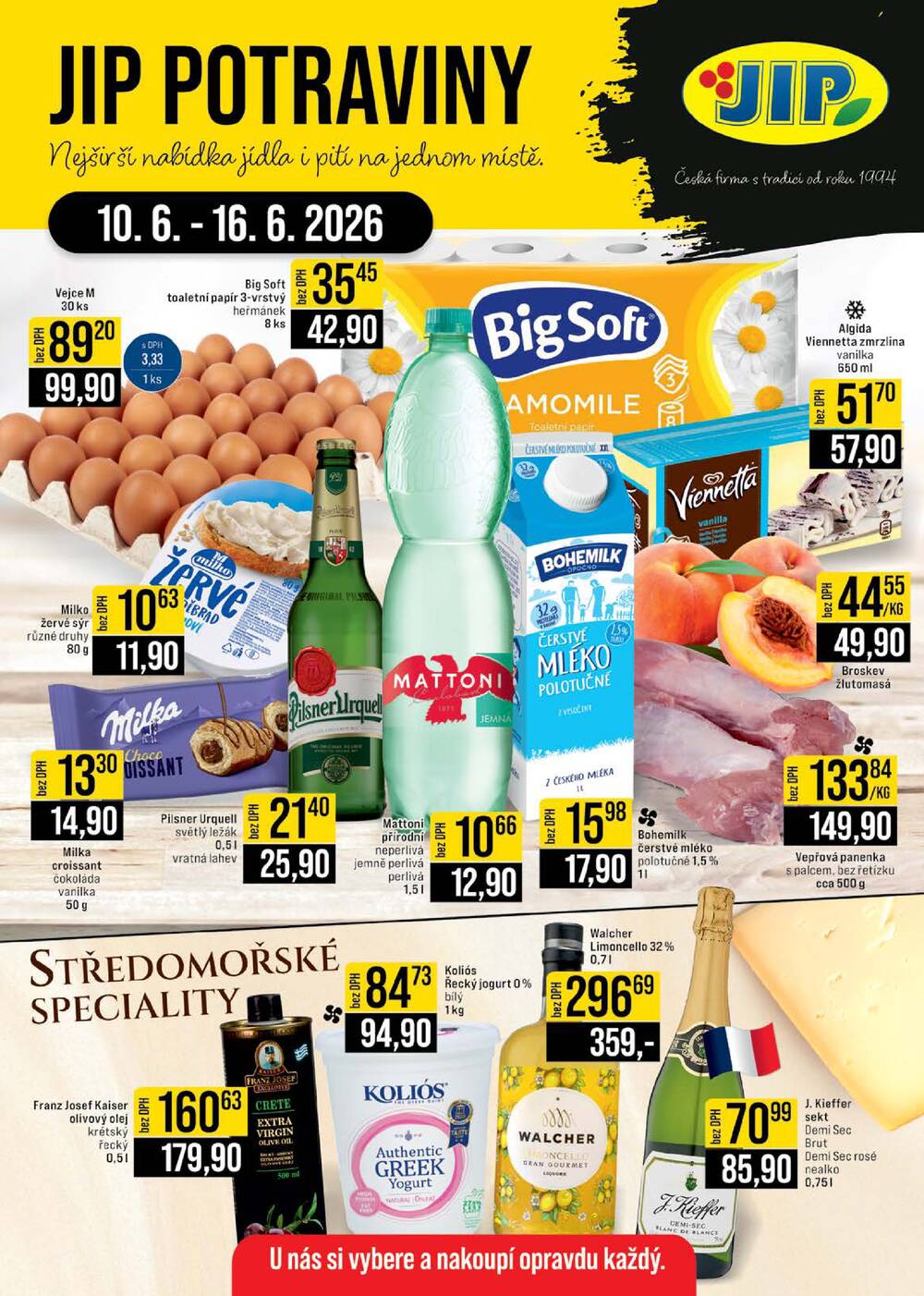 JIP Cash & Carry České Budějovice, Most, Náchod, Polička, Sušice a Svoboda nad Úpou od 10.6. do 16.6.2026
