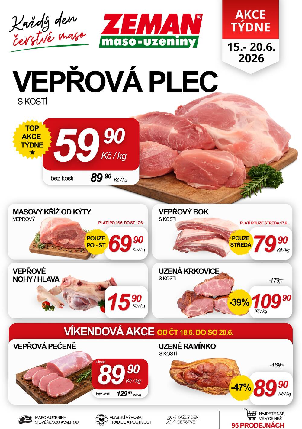 Leták ZEMAN maso-uzeniny - ZEMAN maso-uzeniny akční leták pro vybrané prodejny první skupiny od 15.6. do 20.6.2026 - strana 1