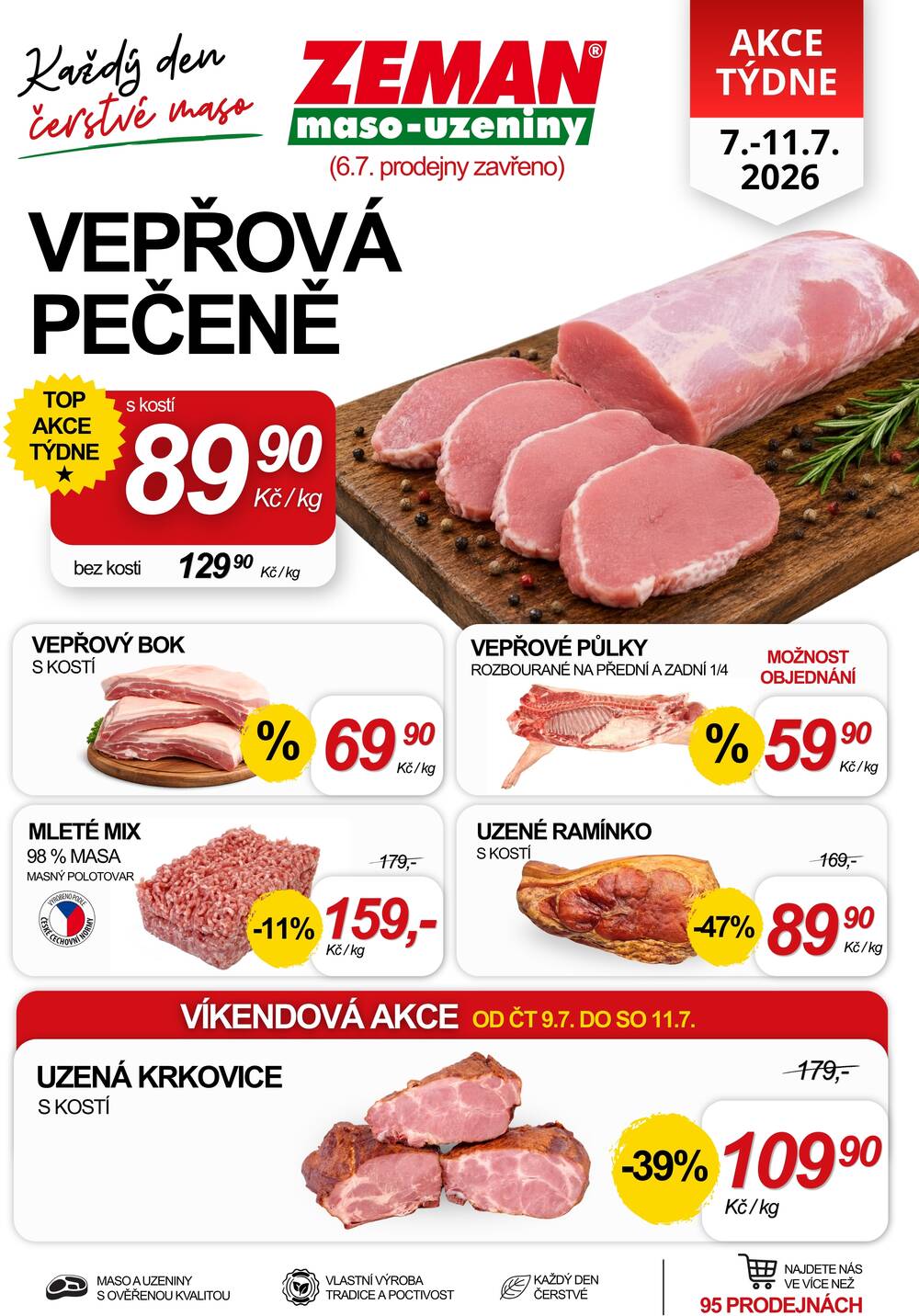 Leták ZEMAN maso-uzeniny - ZEMAN maso-uzeniny akční leták pro vybrané prodejny druhé skupiny od 7.7. do 11.7.2026 - strana 1