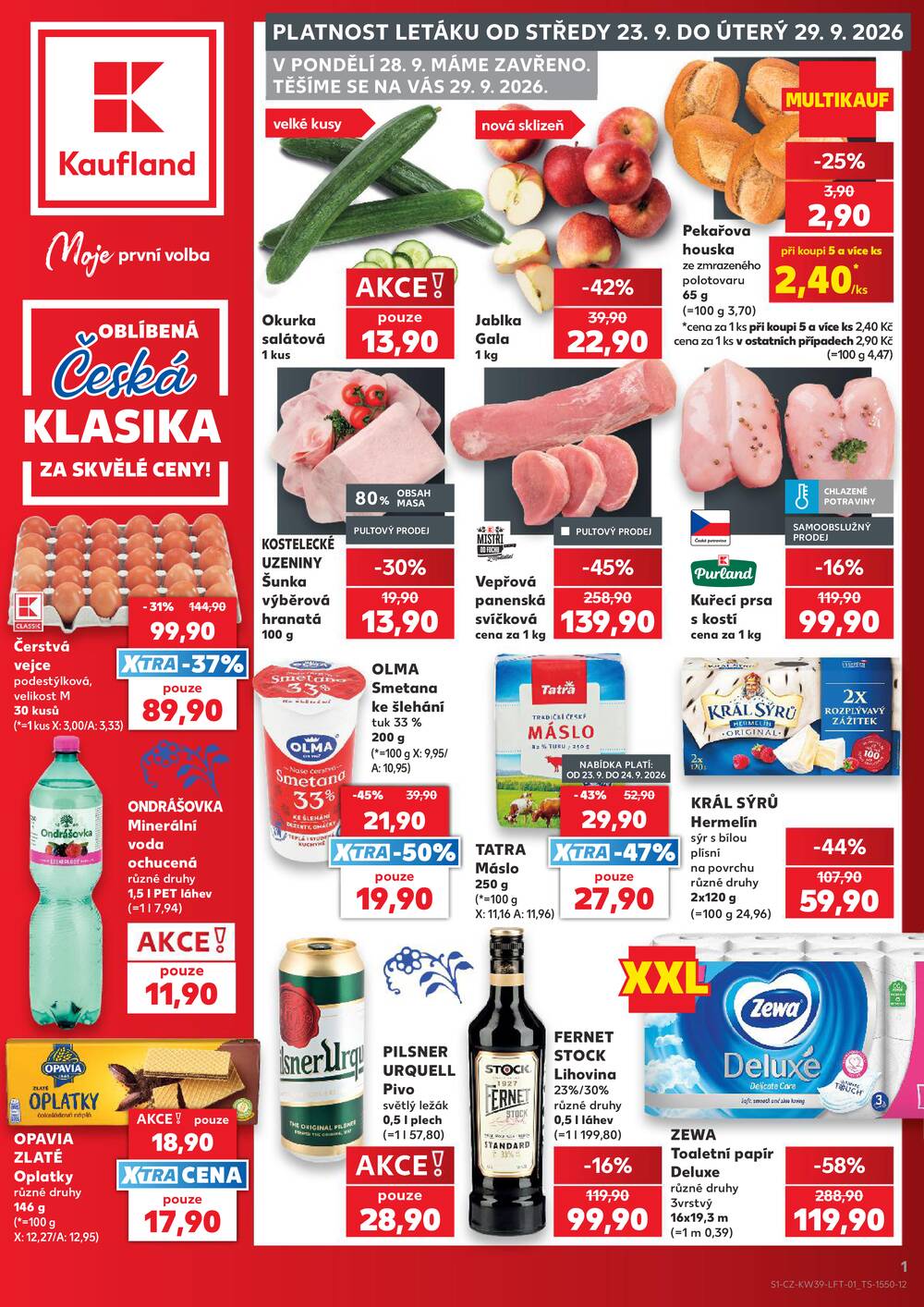 Leták Kaufland - Kaufland 23.9. - 29.9. - Kaufland - Praha 5 (Stodůlky) - strana 1