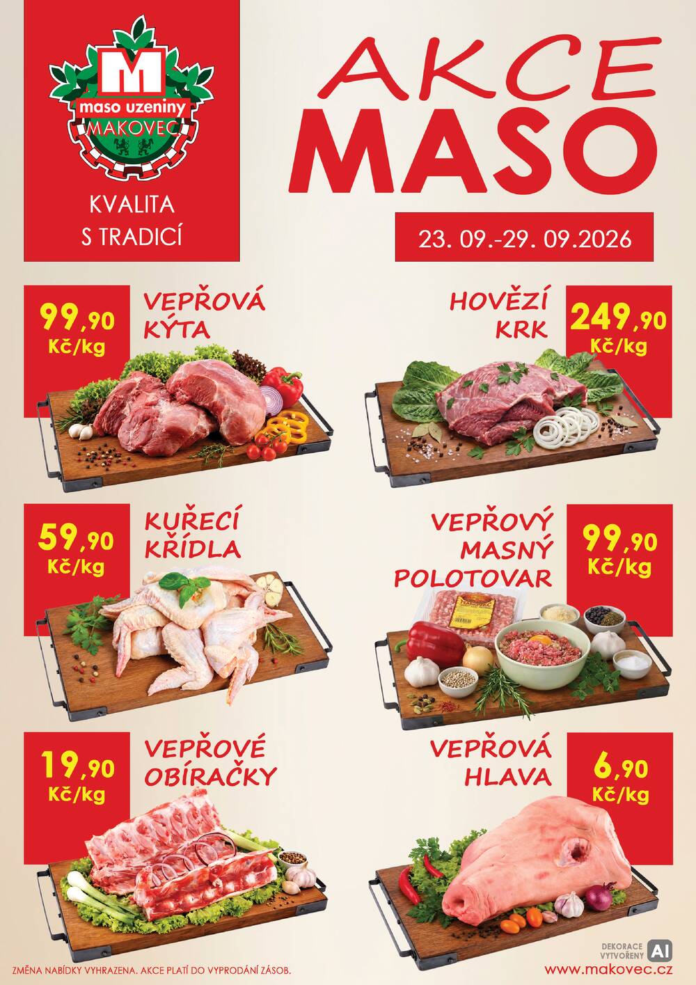 Leták MAKOVEC a.s. – maso uzeniny - Makovec 3.skupina od 23.9. do 29.9.2026 - strana 1