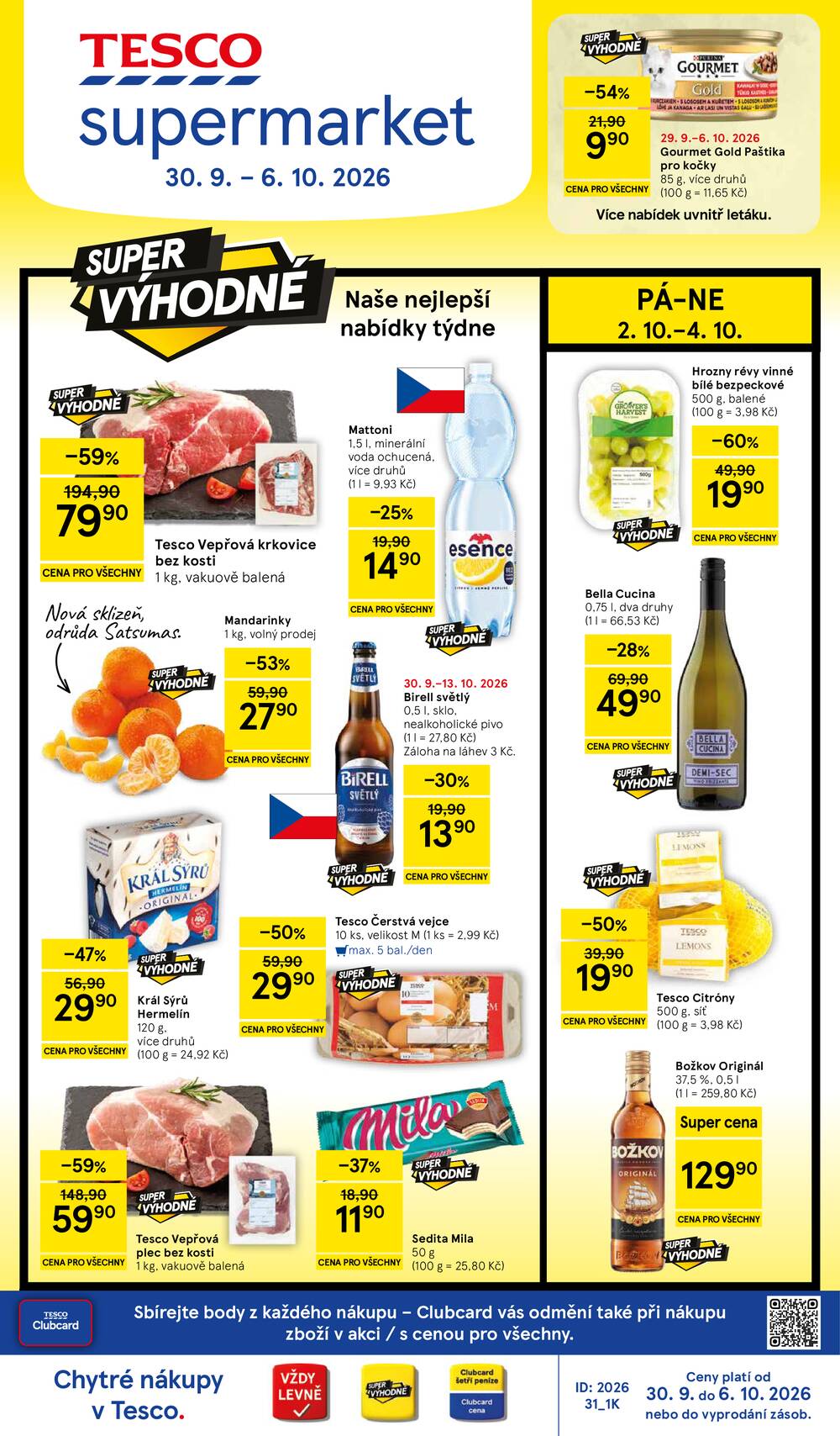 Leták Tesco - Tesco supermarkety od 30.9. do 6.10.2026 - strana 1