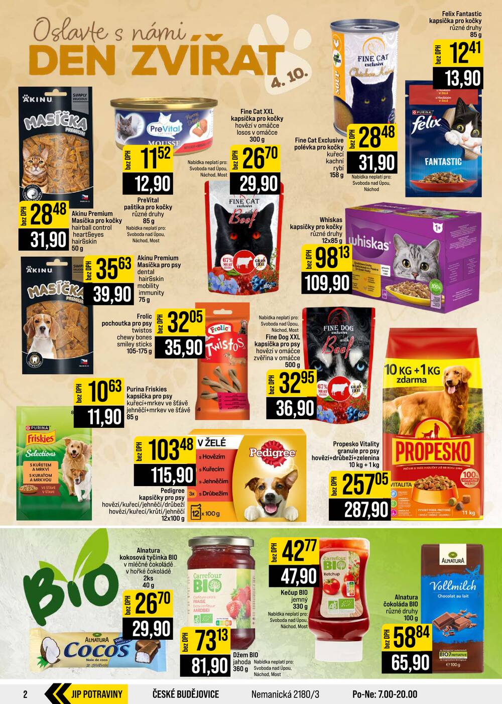 JIP Cash & Carry České Budějovice, Most, Náchod, Polička, Sušice a Svoboda nad Úpou od 30.9. do 6.10.2026