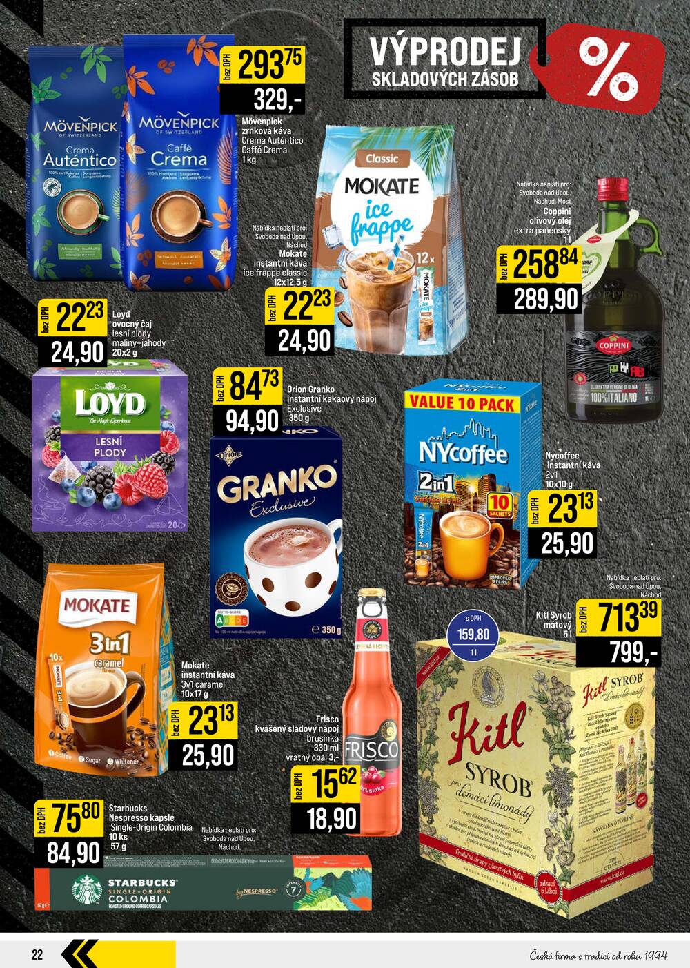 JIP Cash & Carry České Budějovice, Most, Náchod, Polička, Sušice a Svoboda nad Úpou od 30.9. do 6.10.2026