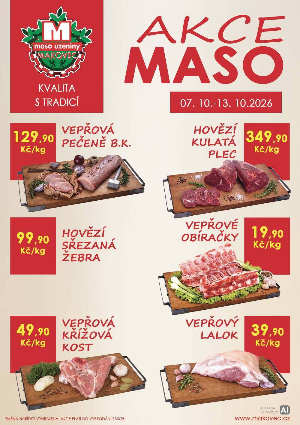 Leták MAKOVEC a.s. – maso uzeniny - Makovec 4.skupina od 7.10. do 13.10.2026 - strana 1