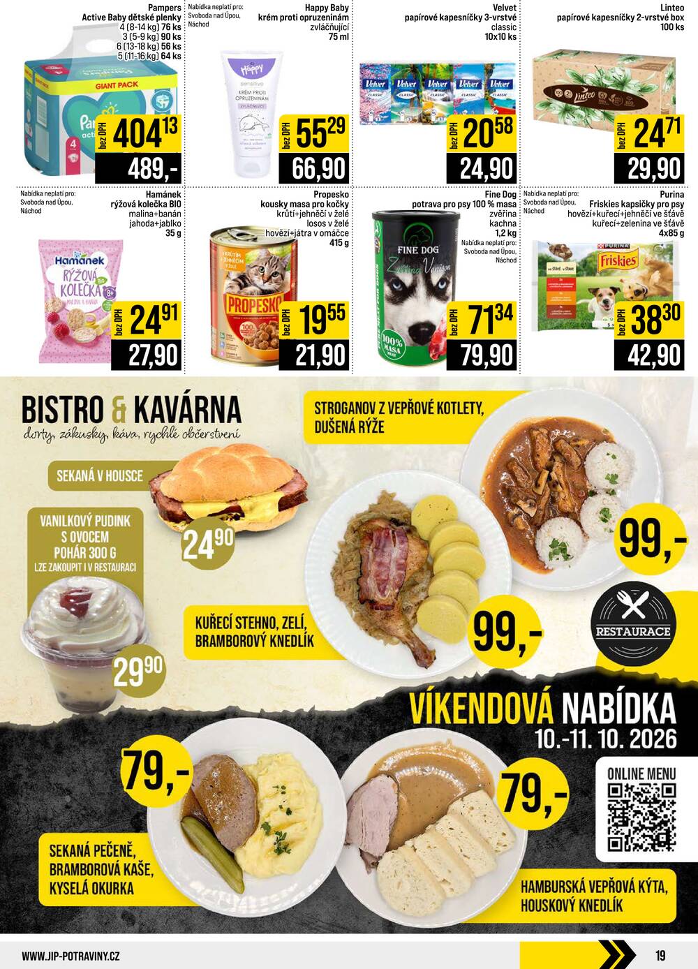 JIP Cash & Carry České Budějovice, Most, Náchod, Polička, Sušice a Svoboda nad Úpou od 7.10. do 13.10.2026