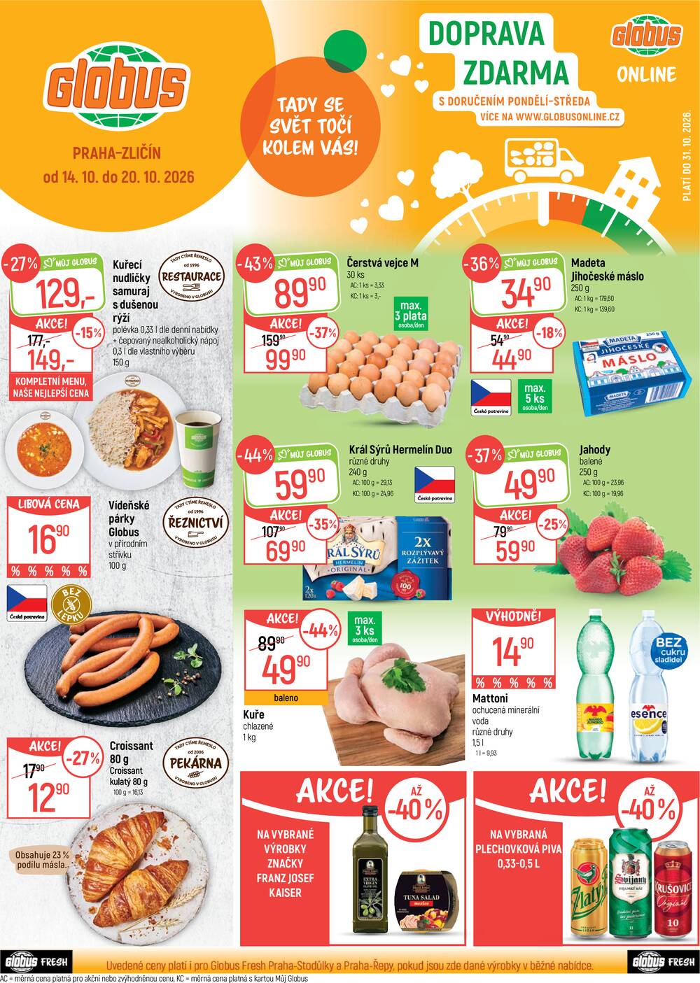 Leták Globus - Akční leták Globus 14.10. - 20.10.2026 - Globus Praha - Zličín - strana 1