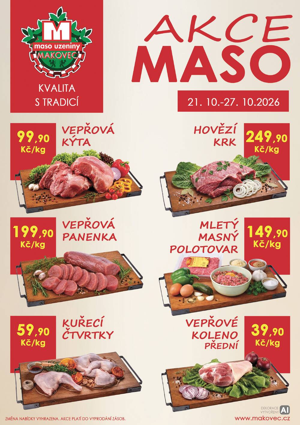 Leták MAKOVEC a.s. – maso uzeniny - Makovec 3.skupina od 21.10. do 27.10.2026 - strana 1