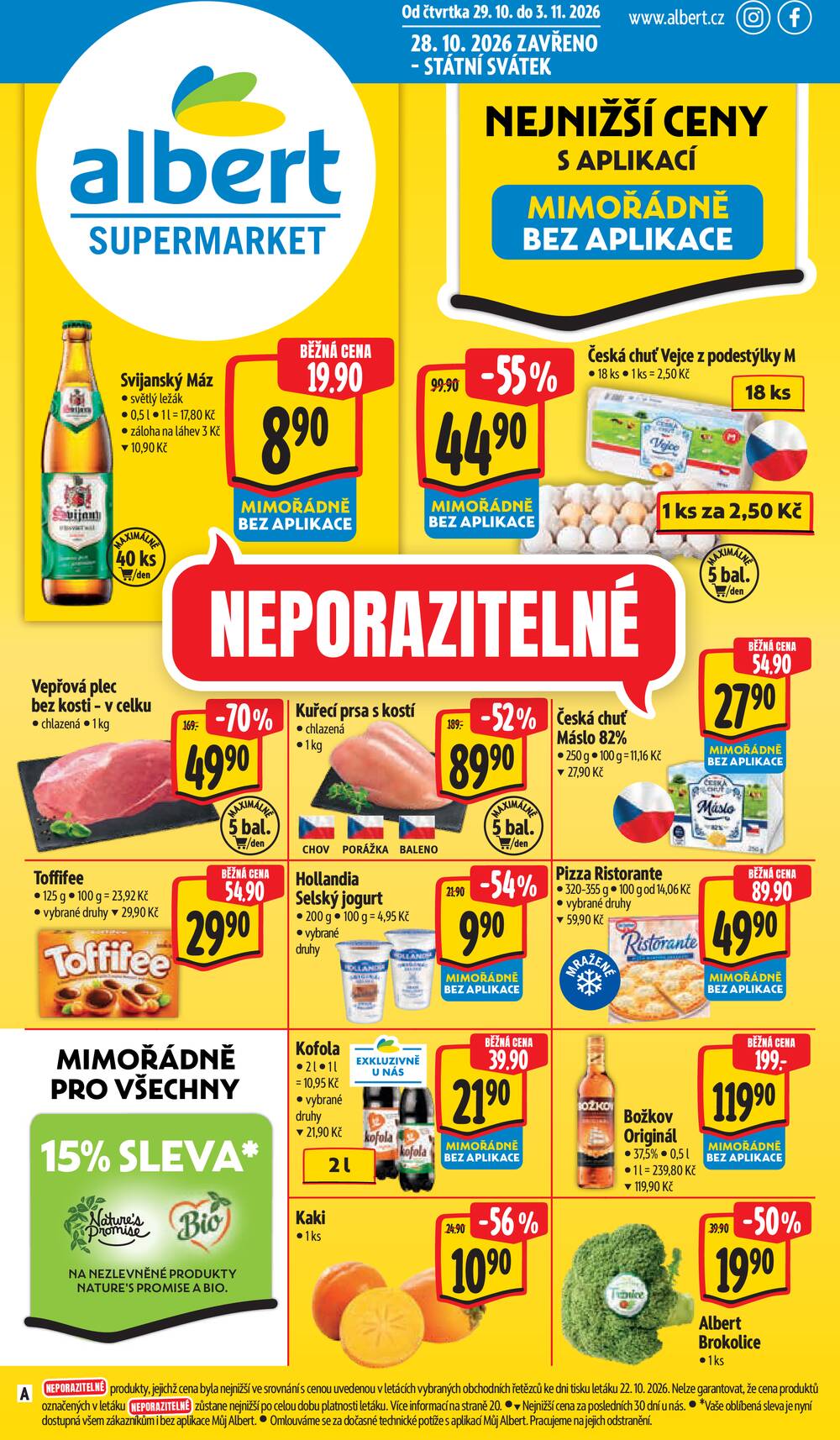 Leták Albert - Albert Supermarket Jihomoravský od 29.10. do 3.11.2026 - strana 1