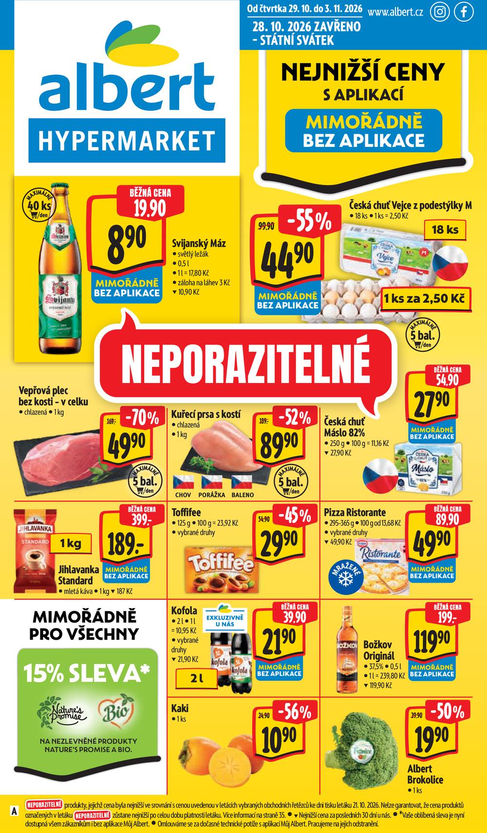 Leták Albert - Albert Hypermarket Jihomoravský od 29.10. do 3.11.2026 - strana 1 Leták Albert - Albert Hypermarket Jihomoravský od 29.10. do 3.11.2026 - strana 1