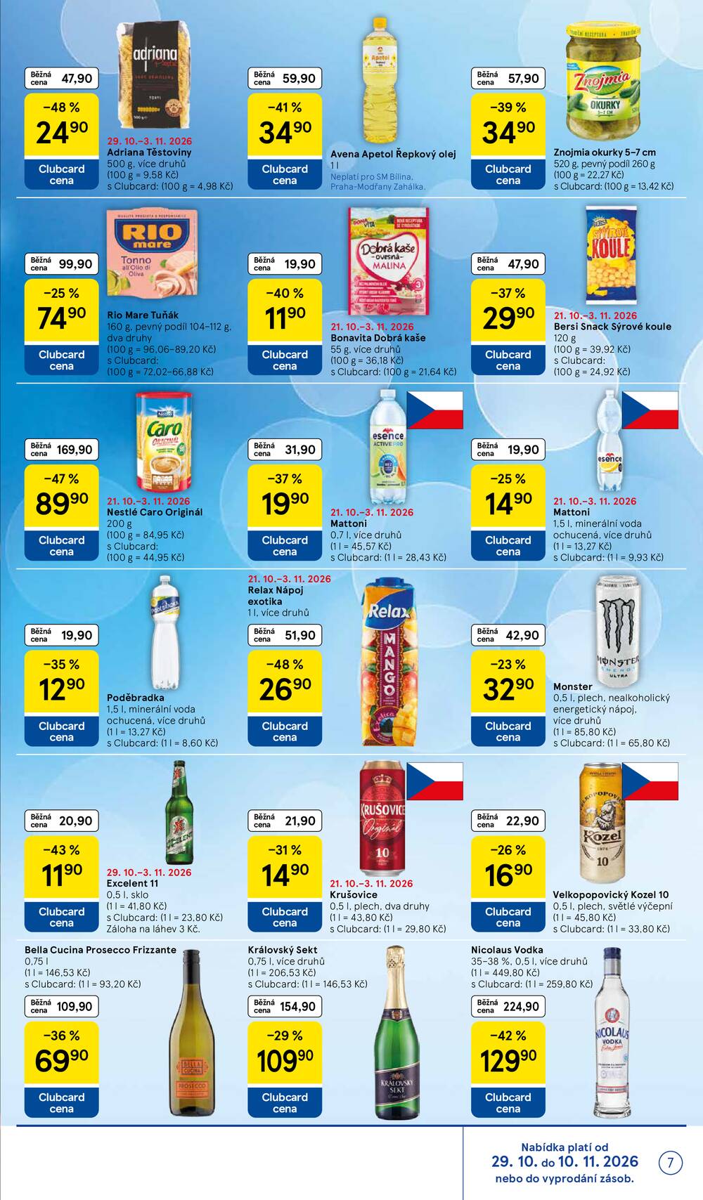 Tesco supermarkety od 29.10. do 3.11.2026