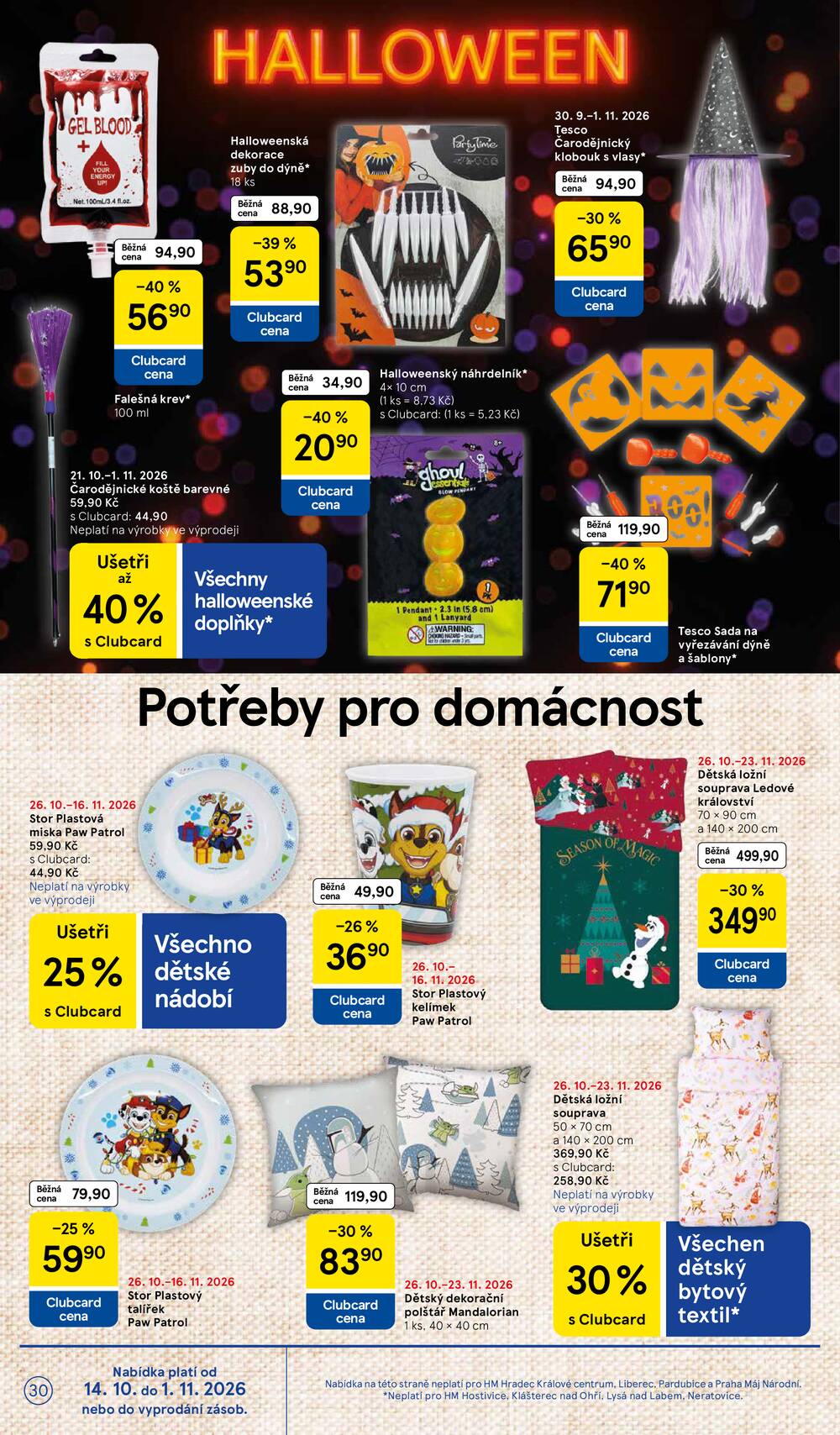 Tesco hypermarkety od 29.10. do 3.11.2026