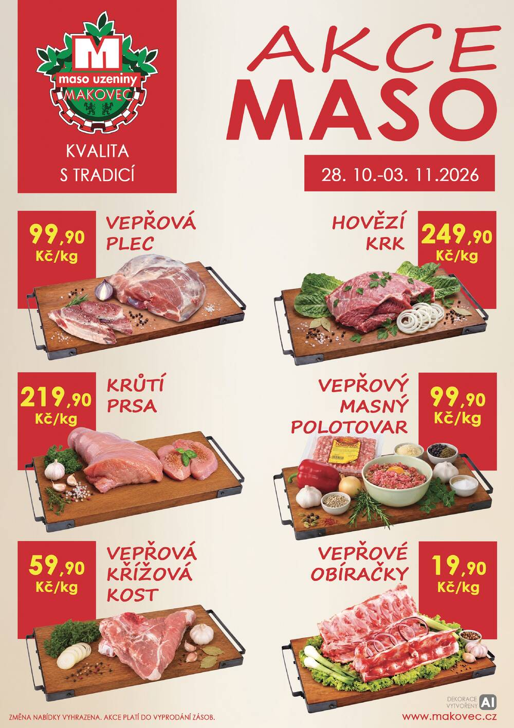 Leták MAKOVEC a.s. – maso uzeniny - Makovec 4.skupina od 28.10. do 3.11.2026 - strana 1