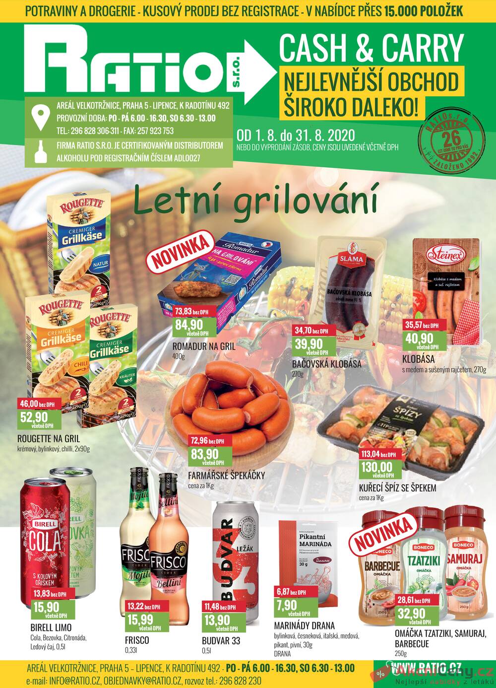 Leták Ratio - Ratio Grilování od 1.8. do 31.8.2020 - strana 1 Leták Ratio - Ratio Grilování od 1.8. do 31.8.2020 - strana 1