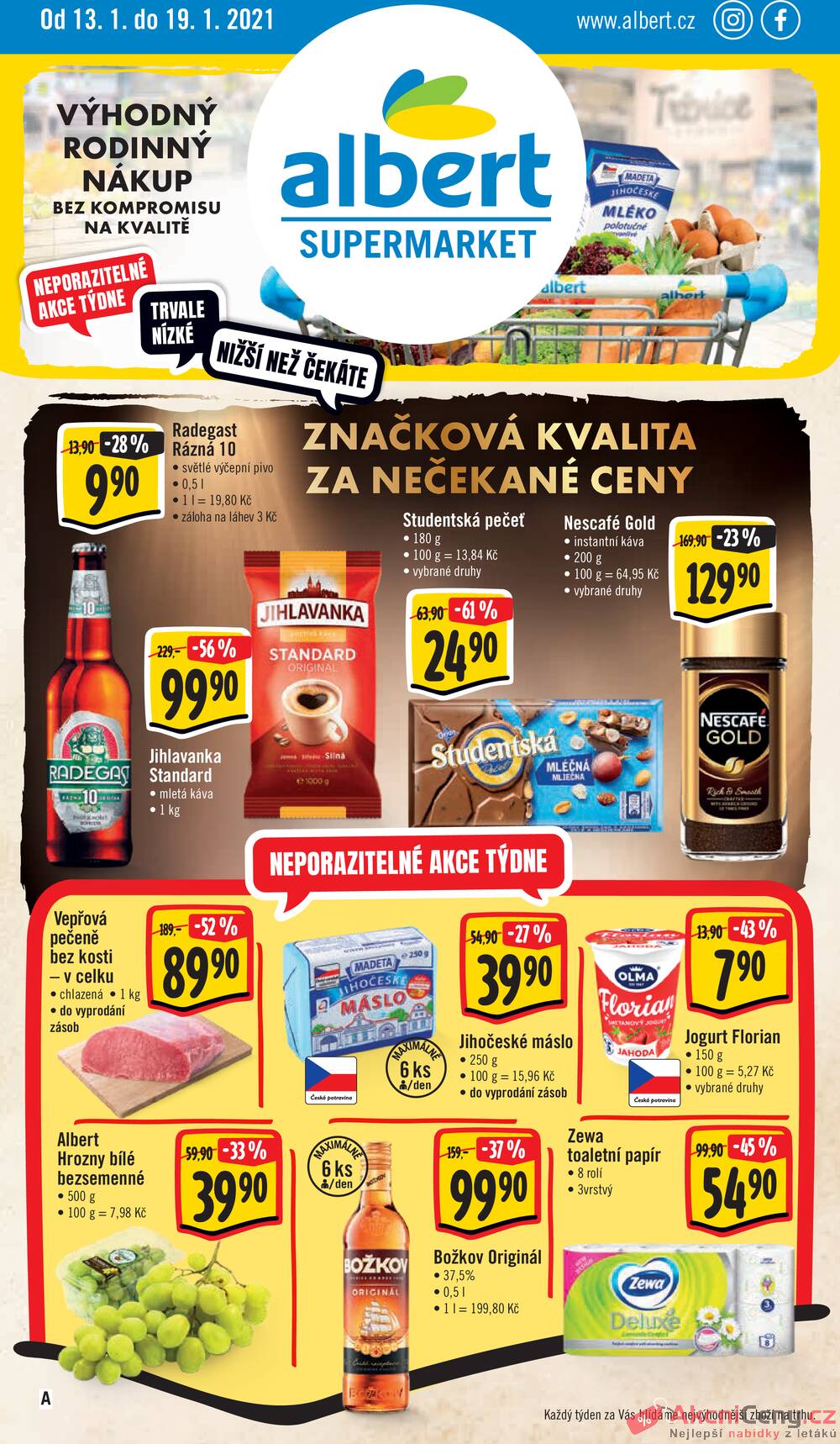 Leták Albert - Albert Supermarket od 13.1. do 19.1.2021 - strana 1 Leták Albert - Albert Supermarket od 13.1. do 19.1.2021 - strana 1