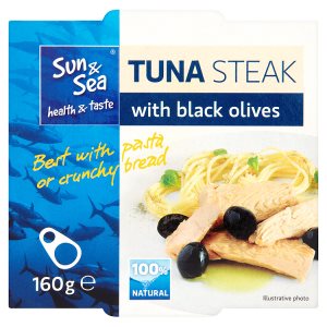 Sun & Sea Tuňák steak s černými olivami 160g